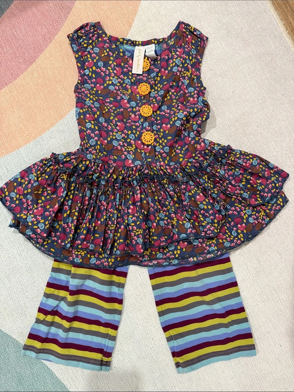 Colorful Floral Peplum Tunic with Striped Pants Matilda Jane Paint by Numbers